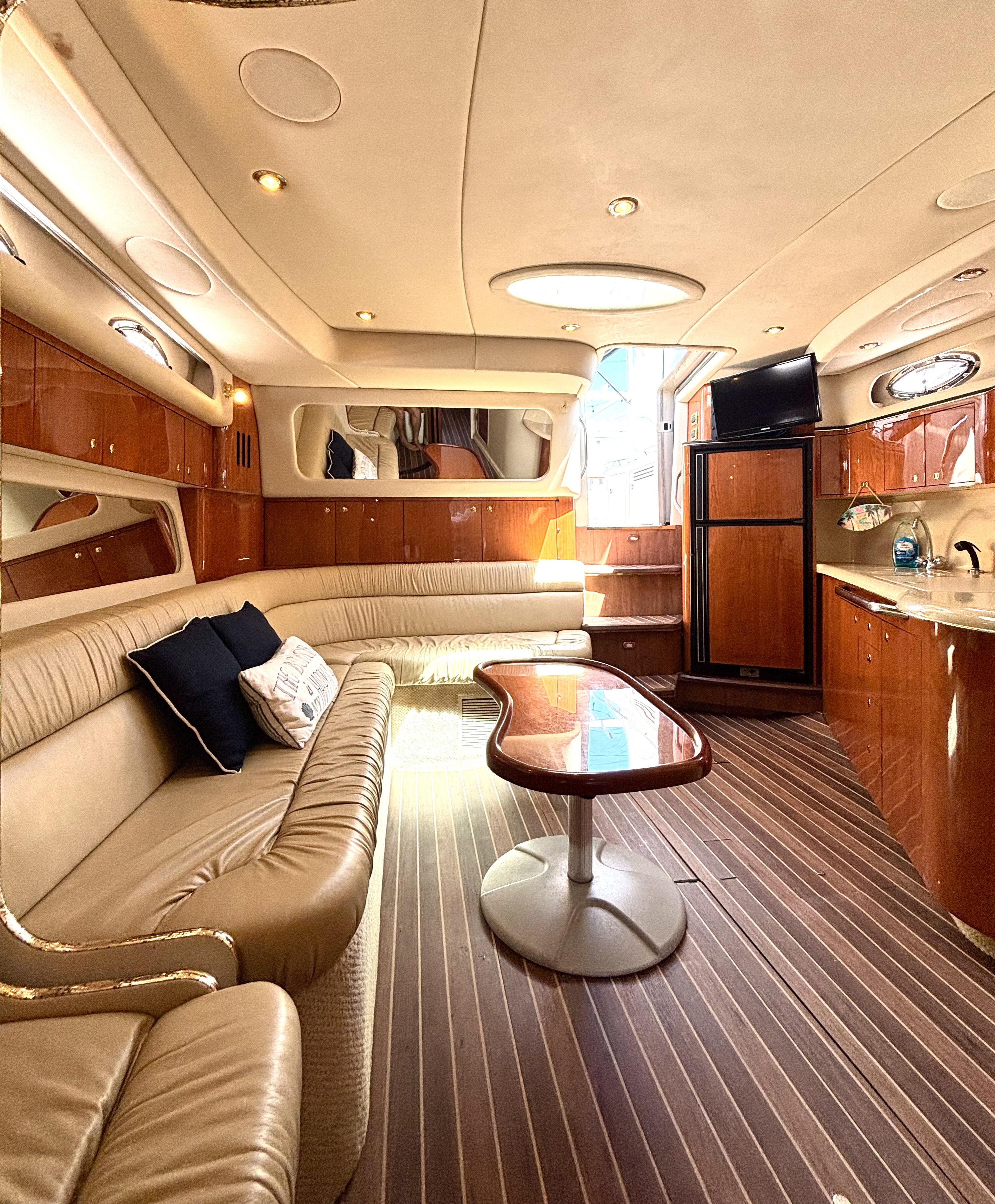 45ft Searay H yacht rental Miami - comfortable lounge area for group celebrations