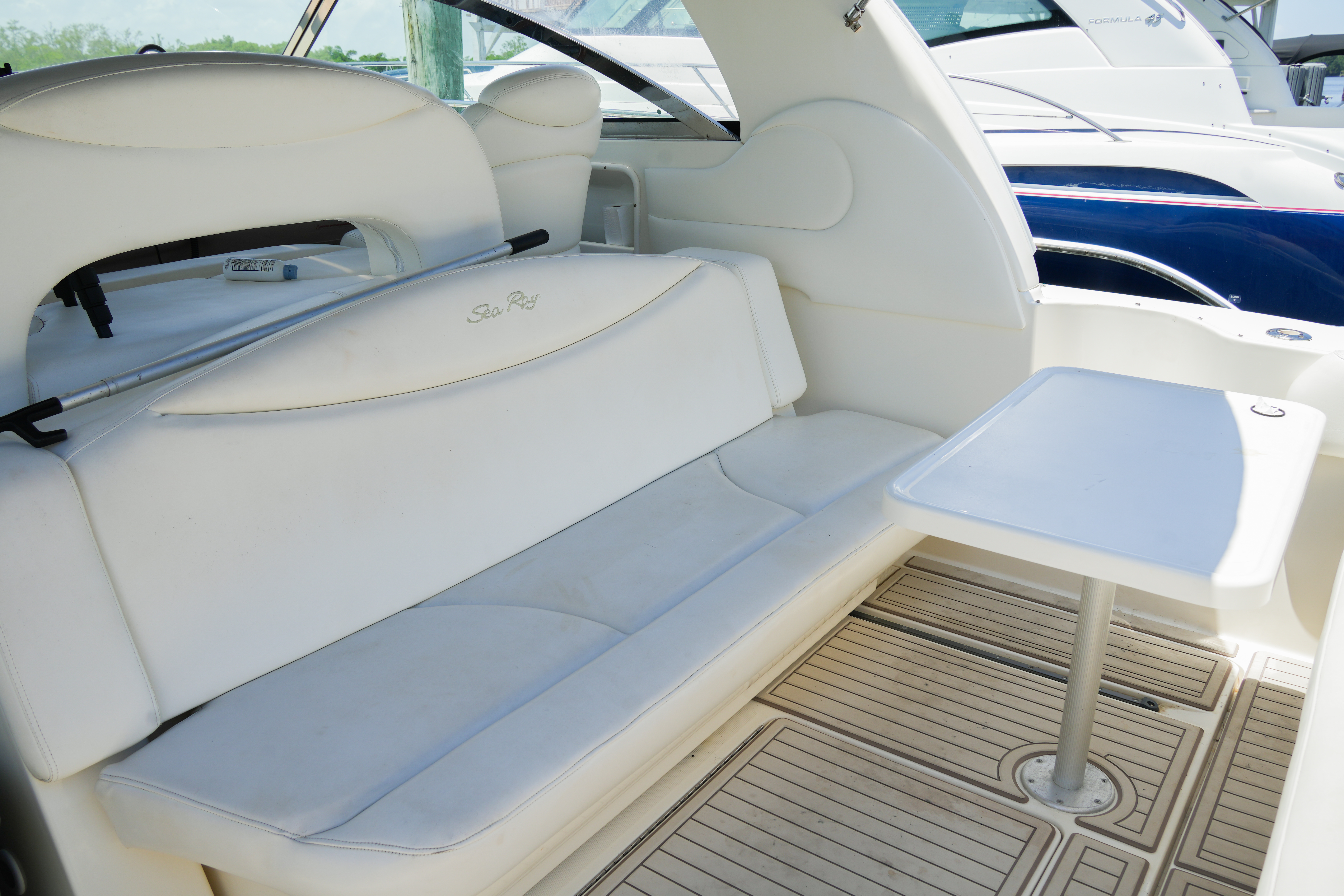 45ft Searay H yacht rental Miami - elegant interior salon for corporate events and private gatherings