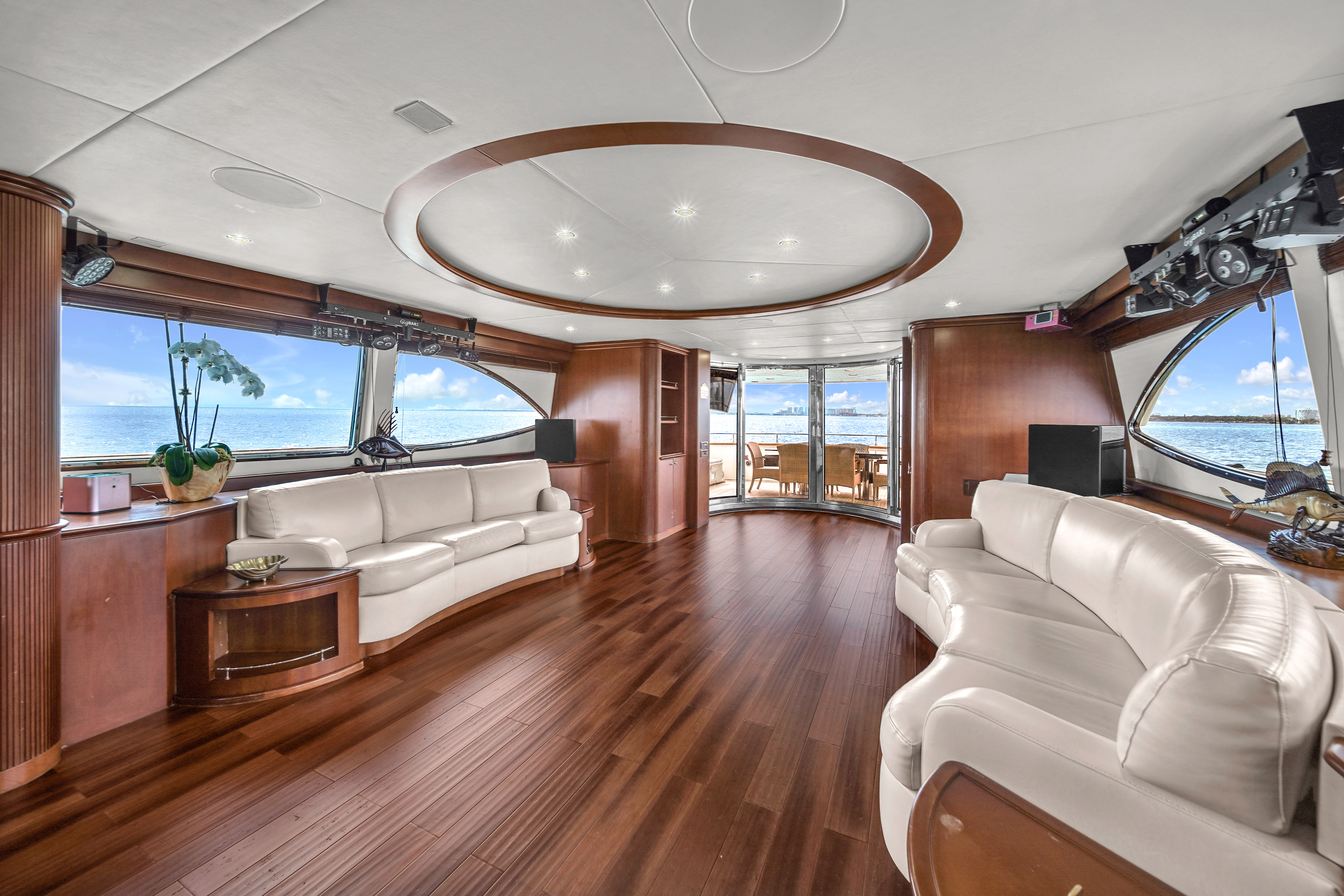 100ft Azimut D yacht rental Miami - elegant interior salon for corporate events and private gatherings